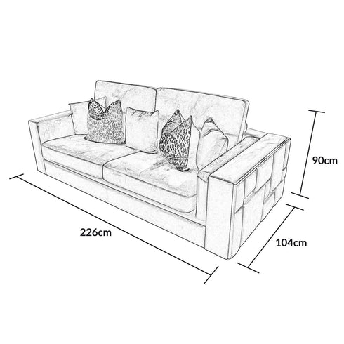 Denver Silver 3 Seater Sofa
